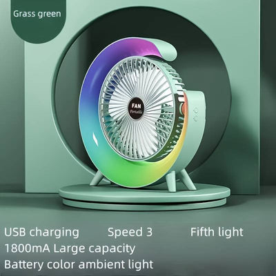 Ventilador de escritorio multicolor con luz